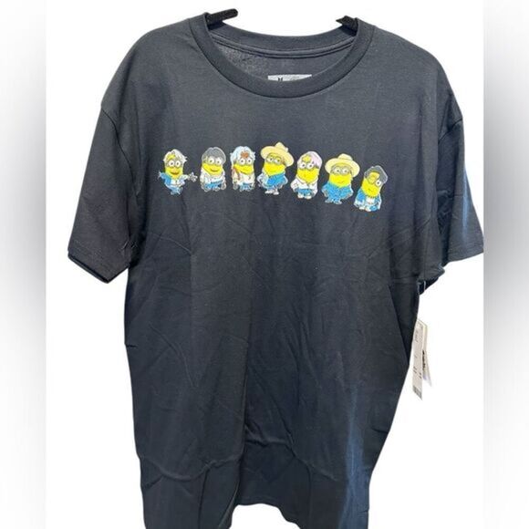 NWT BTS x Despicable Me Black Short Sleeve Graphic Minions Tee Shirt - Size L - Picture 1 of 5